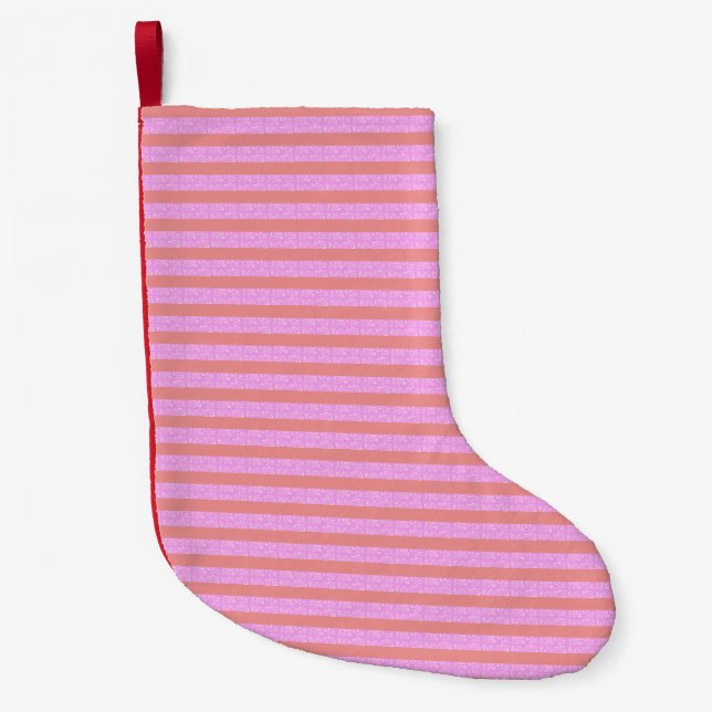 Petite Chaussette De Noël Bandes géométriques roses (Devant)