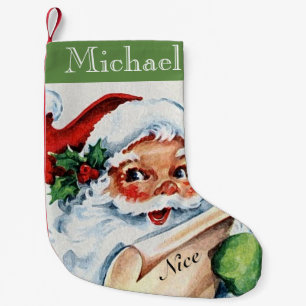 Petite Chaussette De Noël Bas antique vintage de Noël de liste de Père No
