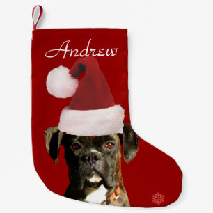 Petite Chaussette De Noël Bas de chien de boxeur de Noël