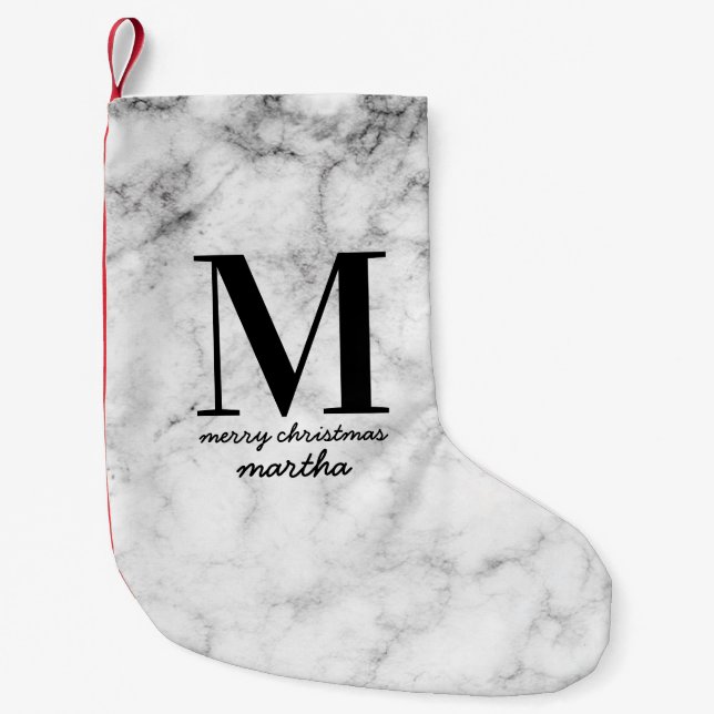 PETITE CHAUSSETTE DE NOËL BAS DE MARBRE D'INITIALE D'EFFET (Devant)