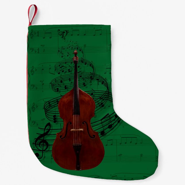 Petite Chaussette De Noël Bas de musique de double basse (Devant)