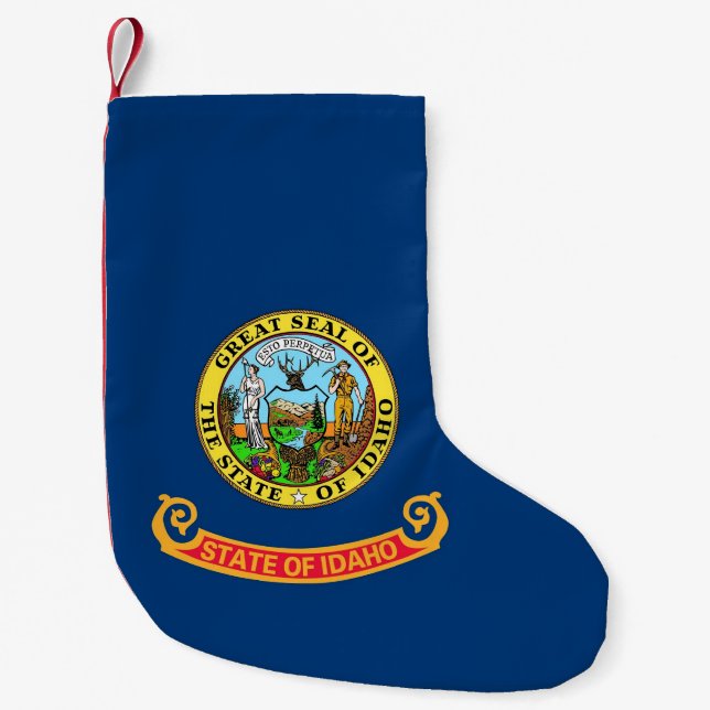 Petite Chaussette De Noël Bas de Noël avec Drapeau de l'Idaho, USA (Devant)