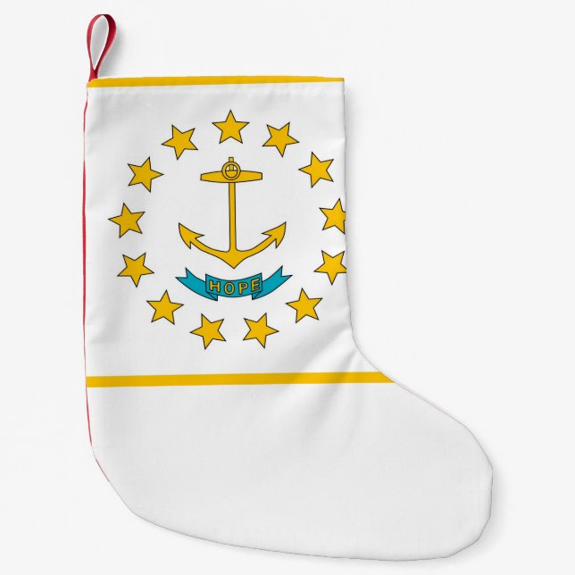 Petite Chaussette De Noël Bas de Noël avec drapeau de l'île Rhode (Devant)