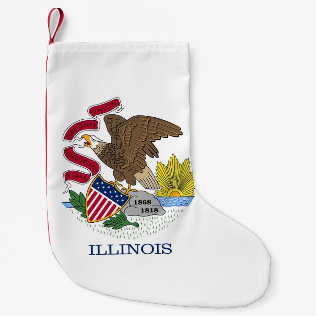 Petite Chaussette De Noël Bas de Noël avec Drapeau de l'Illinois, USA (Devant)