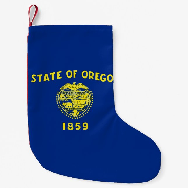 Petite Chaussette De Noël Bas de Noël avec Drapeau de l'Oregon (Devant)
