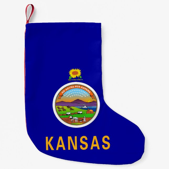 Petite Chaussette De Noël Bas de Noël avec Drapeau du Kansas, USA (Devant)