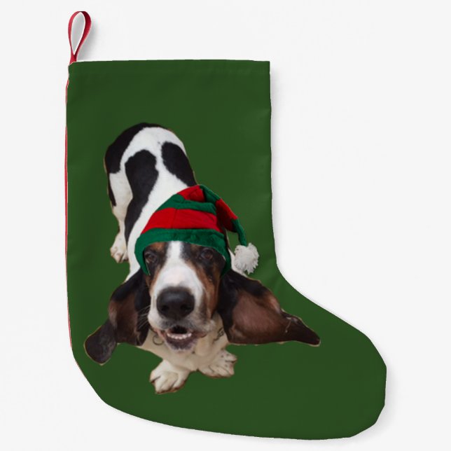 Petite Chaussette De Noël Bas de Noël avec le chien de basset (Devant)
