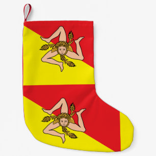 Petite Chaussette De Noël Bas de Noël avec le drapeau de la Sicile