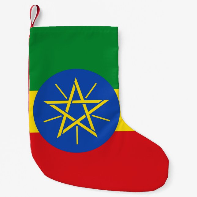 Petite Chaussette De Noël Bas de Noël avec le drapeau d'Éthiopie (Devant)
