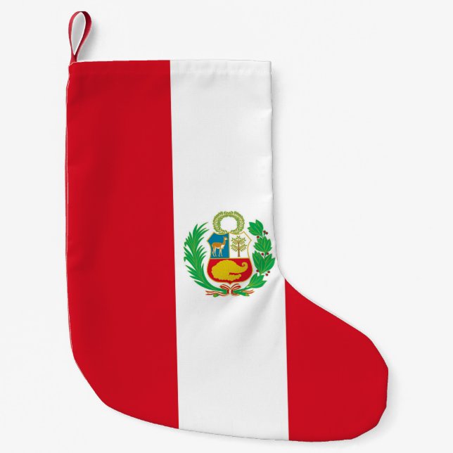Petite Chaussette De Noël Bas de Noël avec le drapeau du Pérou (Devant)
