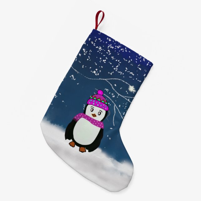 Petite Chaussette De Noël Bas de Noël d'amis de pingouin (Devant (Accrochage))