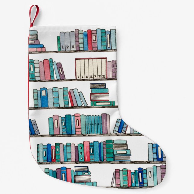 Petite Chaussette De Noël Bas de Noël de bibliothèque (Devant)