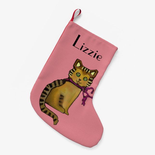Petite Chaussette De Noël Bas de Noël de chat tigré (Devant (Accrochage))