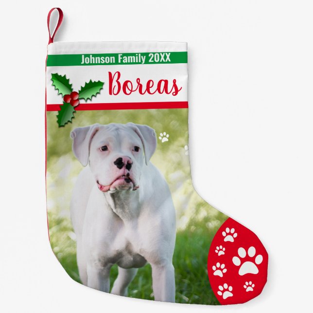 Petite Chaussette De Noël Bas de Noël de chien - famille personnalisée (Devant)