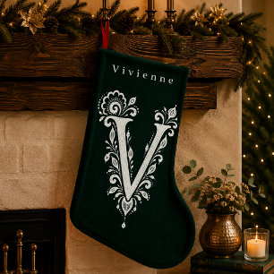 Petite Chaussette De Noël Bas de Noël personnalisé avec monogramme botanique