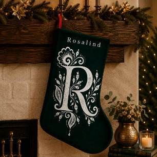 Petite Chaussette De Noël Bas de Noël personnalisé avec monogramme botanique