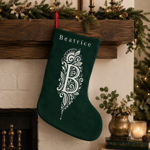 Petite Chaussette De Noël Bas de Noël personnalisé avec monogramme botanique