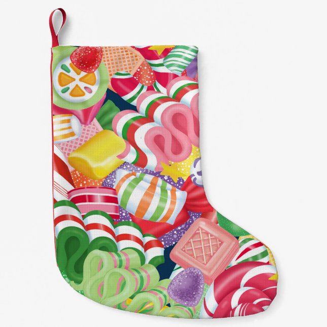 Petite Chaussette De Noël Bas démodé de sucrerie de Noël (Devant)