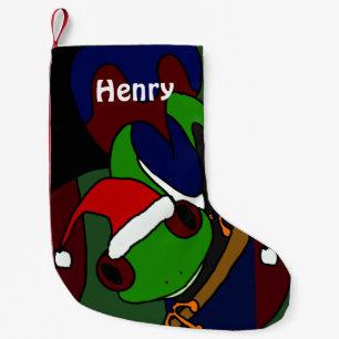 Petite Chaussette De Noël Bas drôle de Noël d'art de grenouille d'arbre