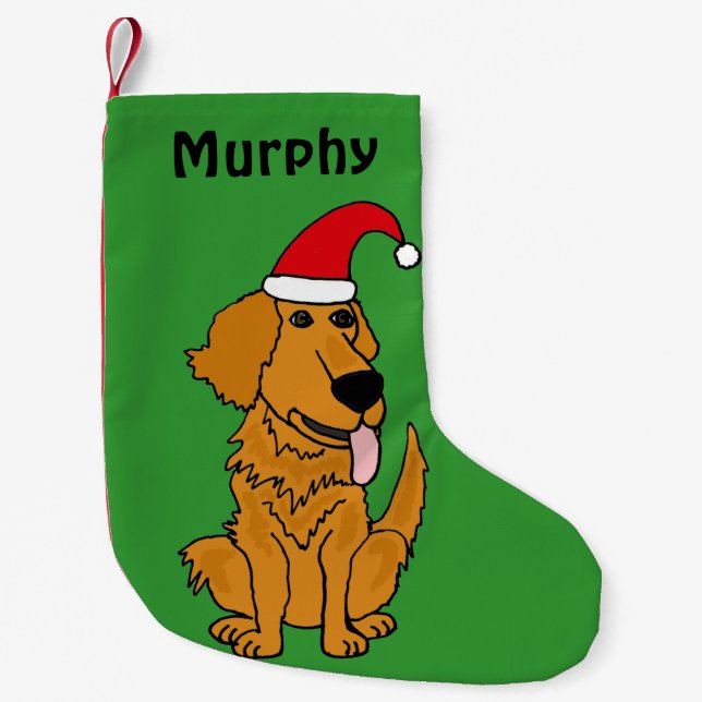 Petite Chaussette De Noël Bas drôle de Noël de golden retriever (Devant)