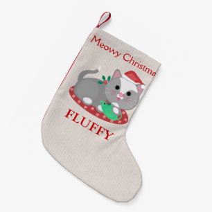 Petite Chaussette De Noël Bas gris de Noël de chat de Kitty d'animal