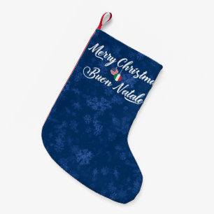 Petite Chaussette De Noël Bas italien bilingue de Noël d'Américain