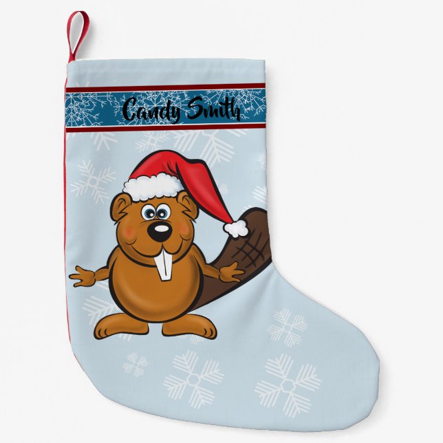 Petite Chaussette De Noël Bas mignon de castor de père Noël (Devant)