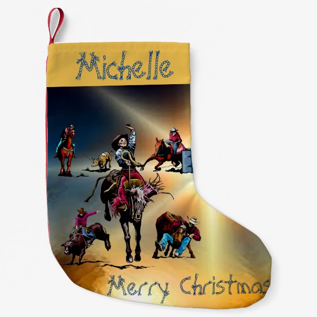 Petite Chaussette De Noël Bas occidental de Noël d'événement de rodéo (Devant)