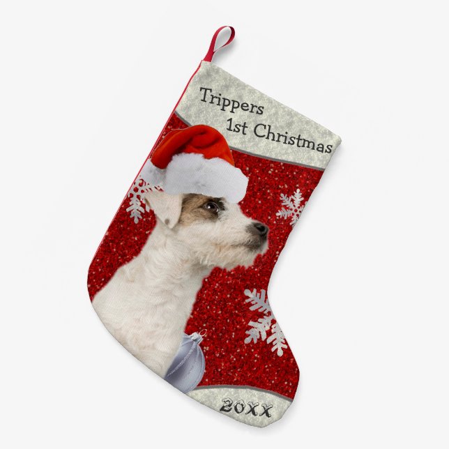 Petite Chaussette De Noël Bas personnalisable doux de Noël de Jack Russell (Devant (Accrochage))