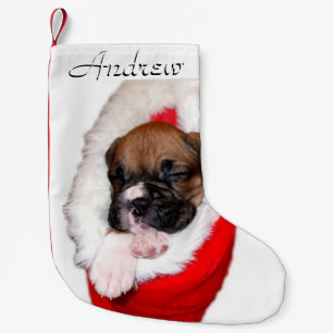 Petite Chaussette De Noël Bas personnalisé par chiot de boxeur de Noël