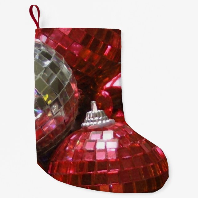 Petite Chaussette De Noël Bas Red Baubles (Devant)