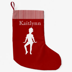 Petite Chaussette De Noël Bas rouge et vert de Noël de danseur de rayure