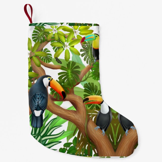Petite Chaussette De Noël Bas tropical de Noël de toucan (Devant)