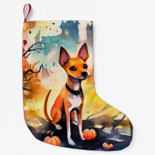 Petite Chaussette De Noël Basenji D'Halloween Avec Peur Citrouille