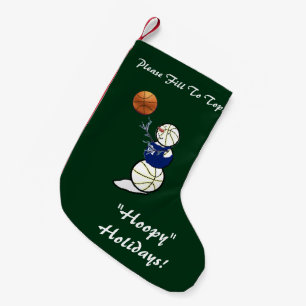 Petite Chaussette De Noël Basket-ball Snowman Noël
