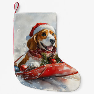 Petite Chaussette De Noël Basset Hound Dog in Sledge Let it Neige Noël