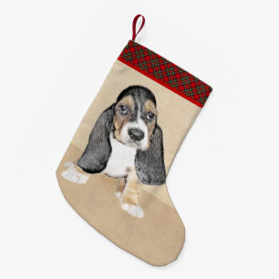 Petite Chaussette De Noël Basset Hound Peinture Chiot - Art Chien original