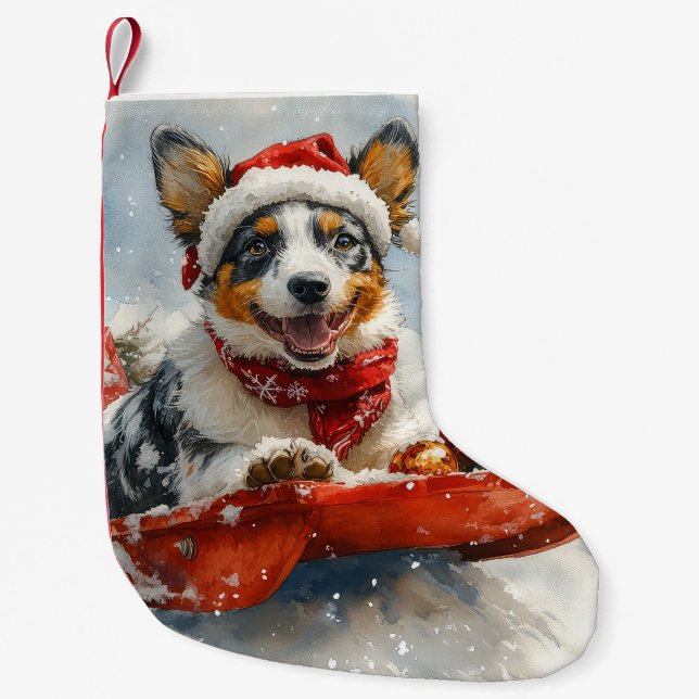 Petite Chaussette De Noël Bateau australien en sledge laissez-le neiger Noël (Devant)