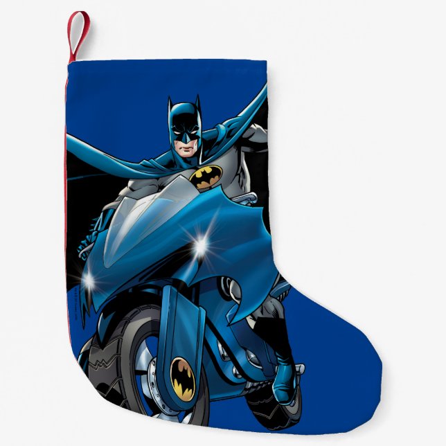 Petite Chaussette De Noël Batman en cycle (Devant)