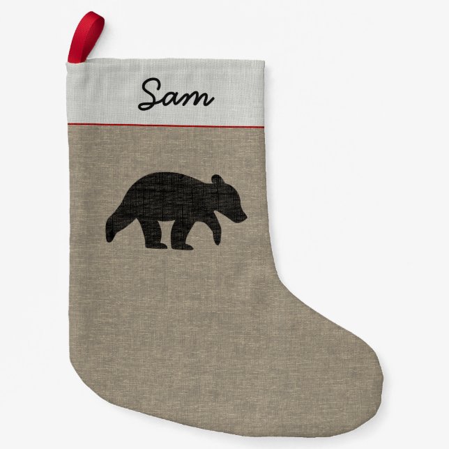 Petite Chaussette De Noël Bear Cub Silhouette Mignonne Faune Pays Personnali (Devant)