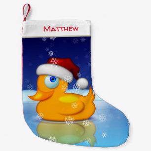 Petite Chaussette De Noël Beau Canard De Noël Avec Le Chapeau De Père Noë