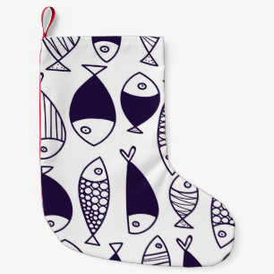 Petite Chaussette De Noël Beau poisson. Enfants arrière - plans. Motif sans 
