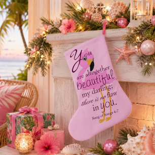 Petite Chaussette De Noël Beau verset biblique avec un flamant rose