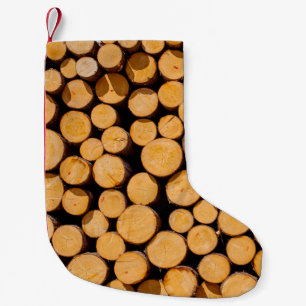 Petite Chaussette De Noël Beaucoup de chênes à tronc de bois arbres ronds en