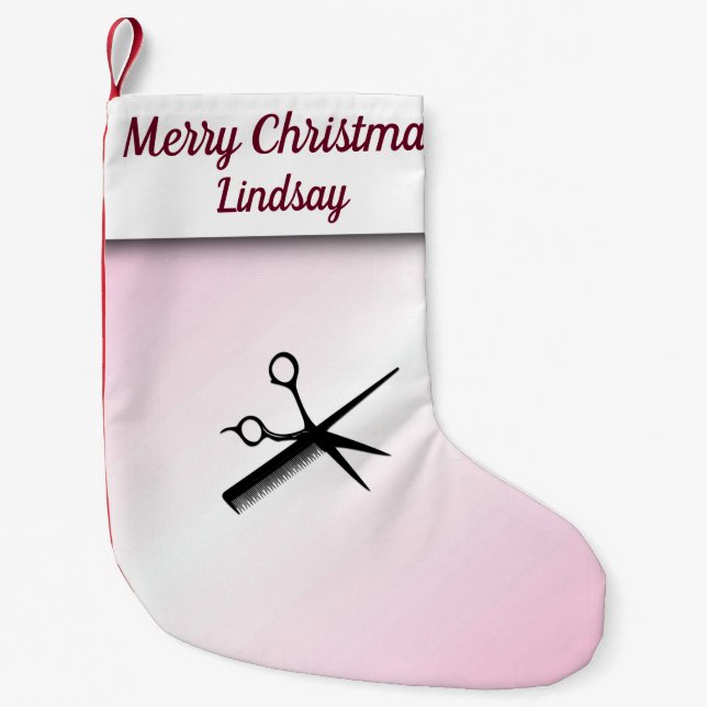 Petite Chaussette De Noël Beauticier Design Rose (Devant)