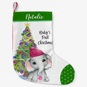 Petite Chaussette De Noël BÉBÉ Eléphant Fille Mignonne Le premier NOËL Vert