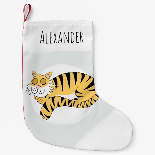Petite Chaussette De Noël Bébé Garçons Bébé doux Sleeping Tiger (Devant)