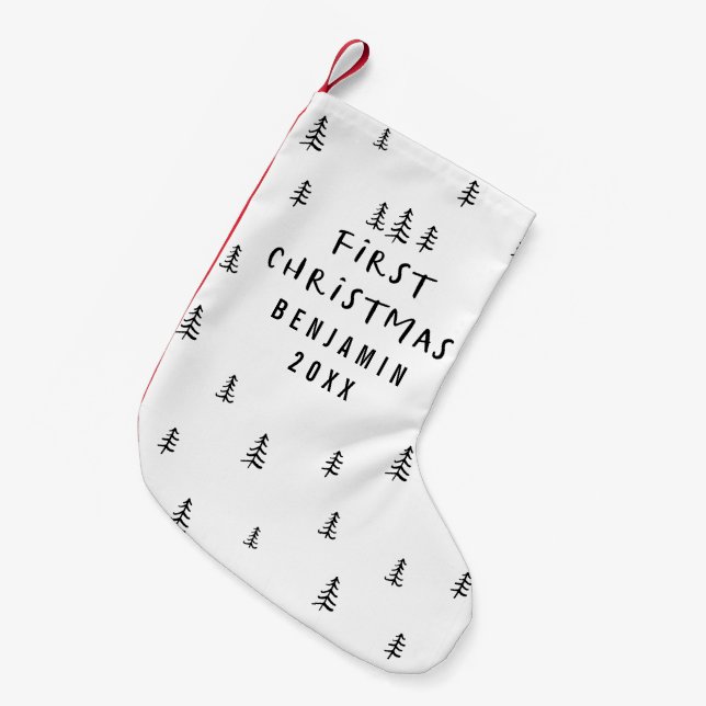 Petite Chaussette De Noël bébé moderne élégant premier noël (Devant (Accrochage))
