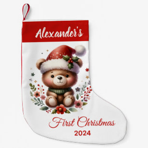 Petite Chaussette De Noël Bébé premier Noël mignon Ours personnalisé