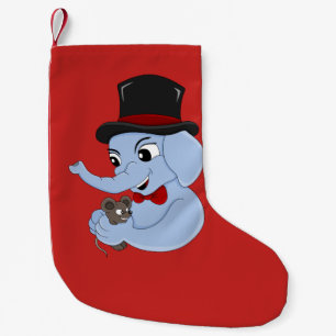 Petite Chaussette De Noël Belle bande dessinée de garçon éléphant petit noël
